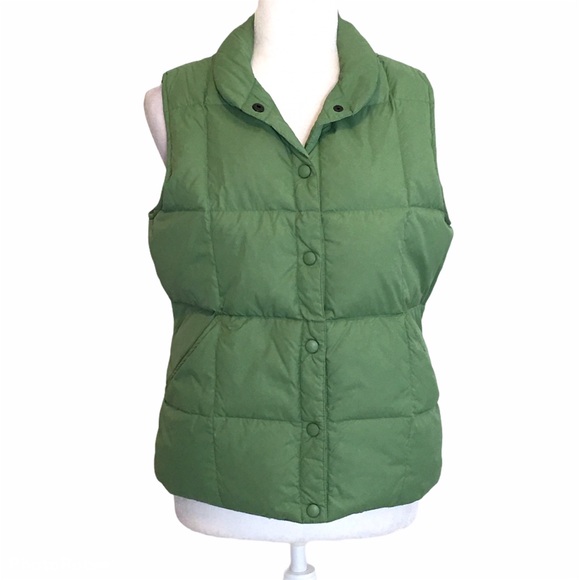 Lands' End Jackets & Blazers - Lands End Green Down Quilted Puffer Snap Vest S